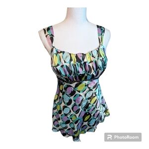 Vintage Byer IZ California Silky Geometric Baby-doll Tank SZ L